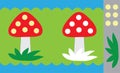 Stickers for children, mushroom fly agaric. Educational game. Royalty Free Stock Photo