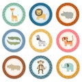 Stickers collection with cute safari animals Royalty Free Stock Photo