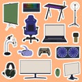 Stickers collection with game streamer elements.