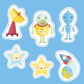 Stickers Collection with Space Cartoons