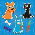 Stickers cute little animals vector