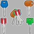 Stickers of door keys Royalty Free Stock Photo
