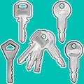 Stickers of door keys Royalty Free Stock Photo