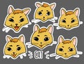 Stickers emoticon -Set of Emotions - Cat`s faces