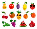 Stickers with fruit. Bright vector set.