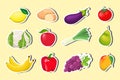 Stickers with fruits and vegetables