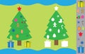 Stickers game with New Year, Christmas tree. Educational game for children.
