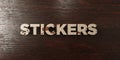 Stickers - grungy wooden headline on Maple - 3D rendered royalty free stock image