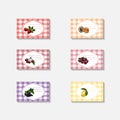 Stickers with hand drawn colored sketch with berries.lemon, cherry, currant, apricot, raspberry, strawberry