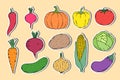 Stickers with hand drawn vegetables