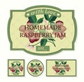 STICKERS ON JARS WITH HOMEMADE JAM. BERRY JAM. Raspberry. Labels for canning. Vintage kitchen sticker