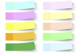 Stickers for notes. Colored stickers. Sticky memo paper. Empty colored rectangles. Vector illustration