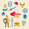 Stickers pack Kid Toy Knight Play Game Childhood Royalty Free Stock Photo