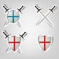 Stickers with a picture of shields and swords Royalty Free Stock Photo