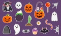 Stickers set with halloweens elements. Great for greeting cards, design and more. Happy Halloween