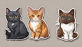 Stickers with small breed cats for children, Very cute, vector graphics