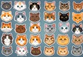 Stickers with small breed cats for children, Very cute, vector graphics