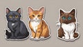 Stickers with small breed cats for children, Very cute, vector graphics