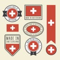 Stickers, tags and labels with Switzerland flag - badges