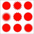 Red empty starburst promo stickers icons set. Royalty Free Stock Photo