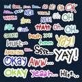 Stickers text set collection vector illustration