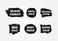 Stickers to attract customers. Super Big Final Sale, Black Friday, Best Price, Special Offer. Painted with a watercolor brush.