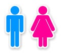 Stickers of toilet symbols