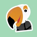 Stickers of Tukan Toco Bird Cartoon, Cute Funny Character, Flat Design