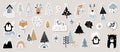 Christmas winter stickers collection for kids, seasonal design Royalty Free Stock Photo