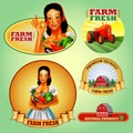 Stickers Woman Frame farm vegetables natural product green