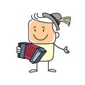 Stickfigure Accordion player cartoon vector illustration