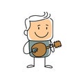 Stickfigure Banjo player cartoon vector illustration Royalty Free Stock Photo
