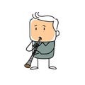 Stickfigure Clarinet player cartoon vector illustration