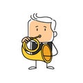 Stickfigure Hornist cartoon vector illustration