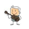 Stickfigure Ukulele playerH awaian guitar cartoon vector illustration Royalty Free Stock Photo