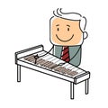 Stickfigure Xylophone player cartoon vector illustration