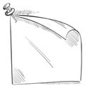 Sticking note pinned with push pin frame sketch Royalty Free Stock Photo