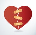 Sticking plaster on broken heart icon vector Royalty Free Stock Photo