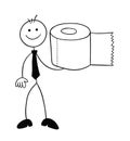 Stickman businessman character with toilet paper, vector cartoon illustration Royalty Free Stock Photo