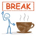 Stickman Coffeecup Break Royalty Free Stock Photo