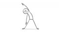 Stickman Doing Side Bend Stretch Exercise on White Background Royalty Free Stock Photo