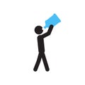 Stickman is drinking from big water bottle Royalty Free Stock Photo