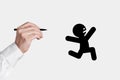 Stickman is escaping from his designer, the businessman with a pen