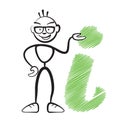 Stickman with info sign Royalty Free Stock Photo