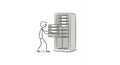 Stickman Installing Server Equipment in Black and White Isolated Style Graphic Server Rack Server Stack Data Center Royalty Free Stock Photo
