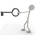 Stickman with a key Royalty Free Stock Photo