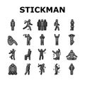 stickman man people silhouette icons set vector Royalty Free Stock Photo