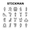 stickman man people silhouette icons set vector Royalty Free Stock Photo