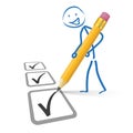 Stickman Pencil Checklist Royalty Free Stock Photo