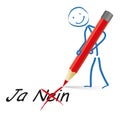 Stickman Red Pen Yes No
